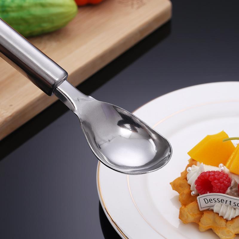 1Pcs Stainless Steel Ice Cream Scoop Long Handle Rust Proof Surface Perfect For Home Kitchen Dessert And Fruit Scooping