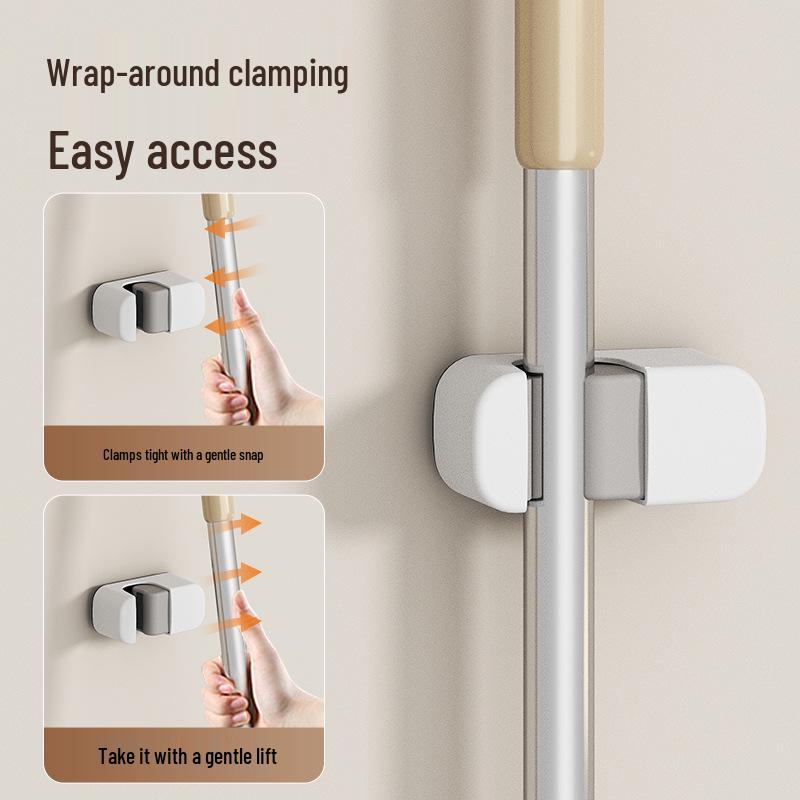Bathroom Mop and Broom Suction Cup Wall Mount - Punch-Free, Space-Saving Holder and Organizer.