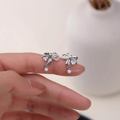 Bow Stud Earrings Smart Girl Earrings New Style Trendy Simple Temperament High-end Earrings