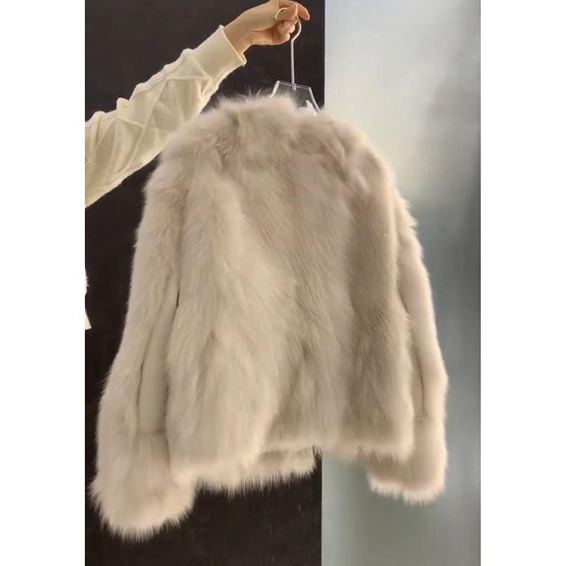 Autumn and Winter New Design Sense Three-grain Button Fur Coat Women's Fashion Casual Imitation Fox Fur Coat