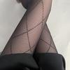 1 Pc Valentine'S Day Women'S Diamond Pattern Black Rhinestone Pantyhose, Glamorous Sexy Style Stretchy Slimming Hosiery