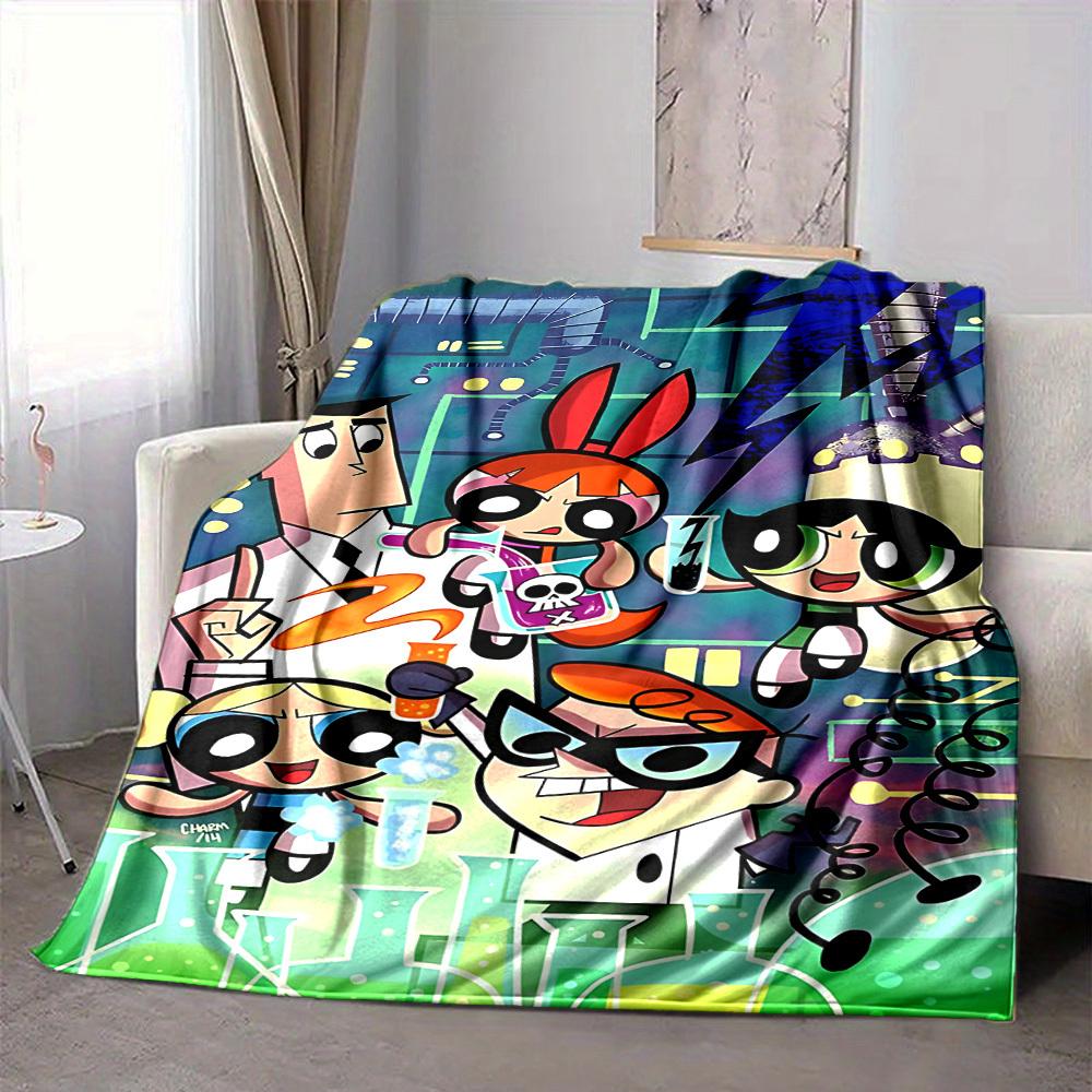 1 Stück Powerpuff Girls Flanell-Kuscheldecke HD-Druck Leicht Weich Warm Ganzjahresdecke für Sofa, Bett, Reisen, Camping Maschinenwaschbar