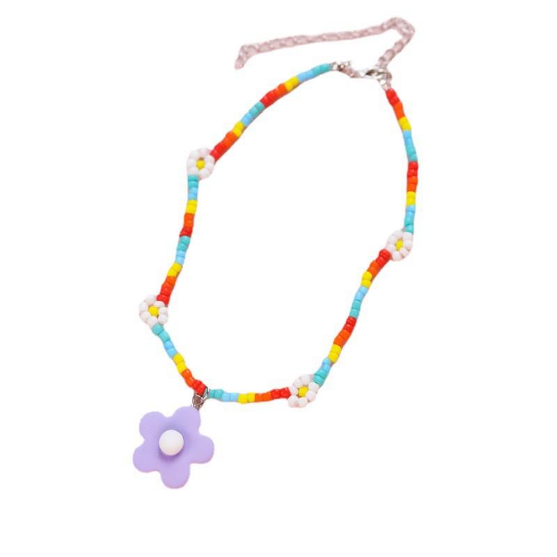 Pet Collar Cats Dogs Floral Beaded Handmade Charm Adjustable Safety Buckle Necklace Small Medium Pets