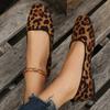 Women's Flat-Soled Plus Size Spring Pumps Leopard-Print Square-Toe Casual Pumps