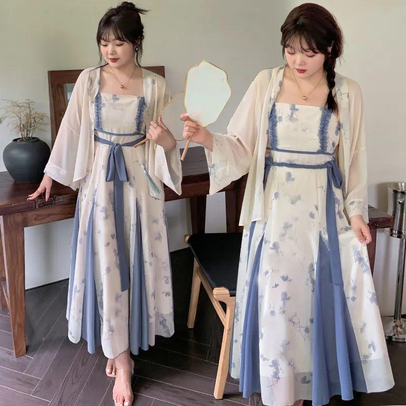 Set di Abiti Hanfu Estivi Eleganti Retrò Taglie Forti per Donne