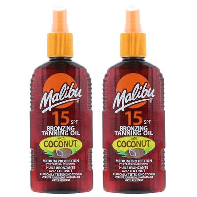 Óleo Bronzeador Malibu com Coco SPF15 200ml x2 unid