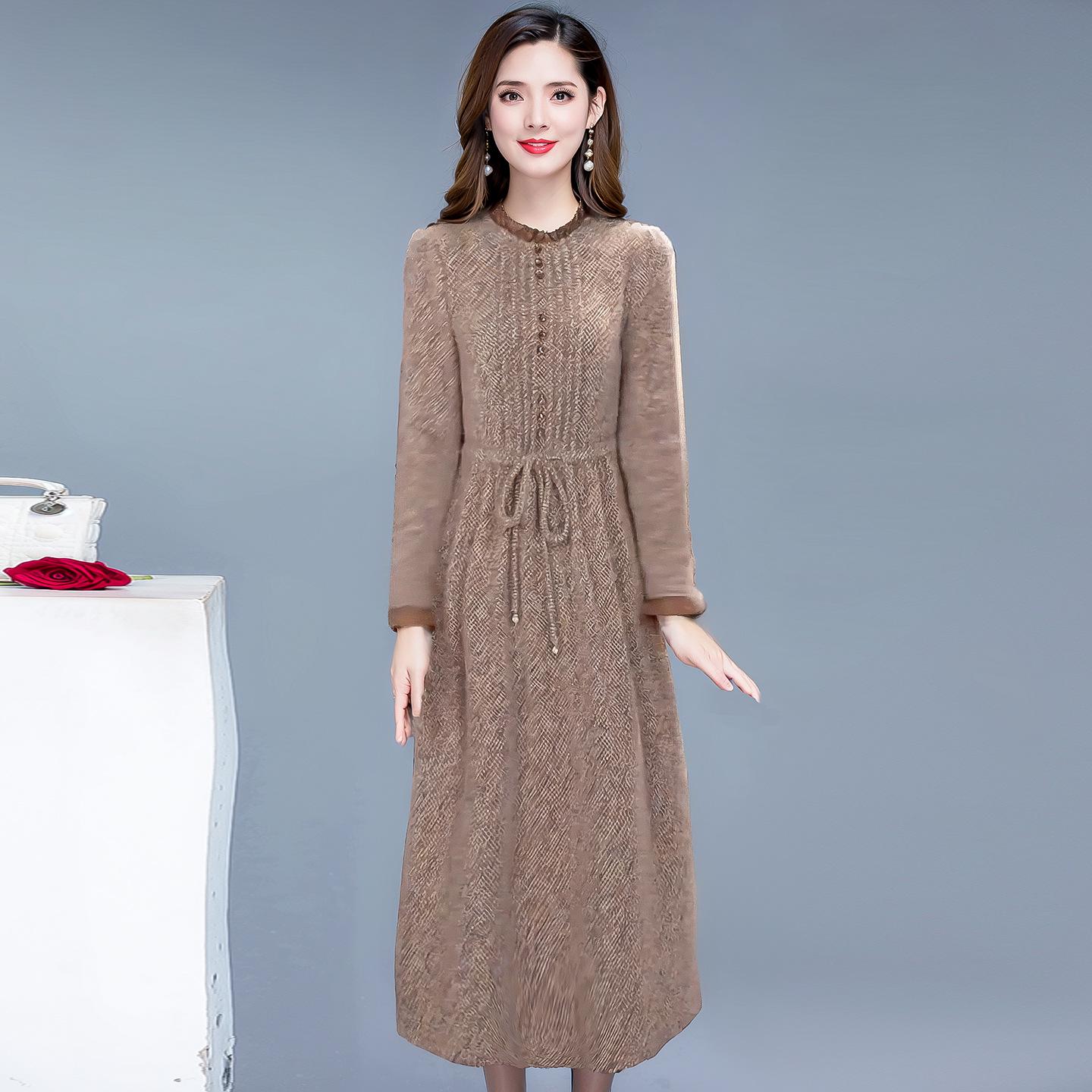 

Elegant Slimming Mid-Length Drawstring Dress with Pockets and Zipper - Autumn/Winter Collection 3XL (Recommended 67.5-72.5kg)