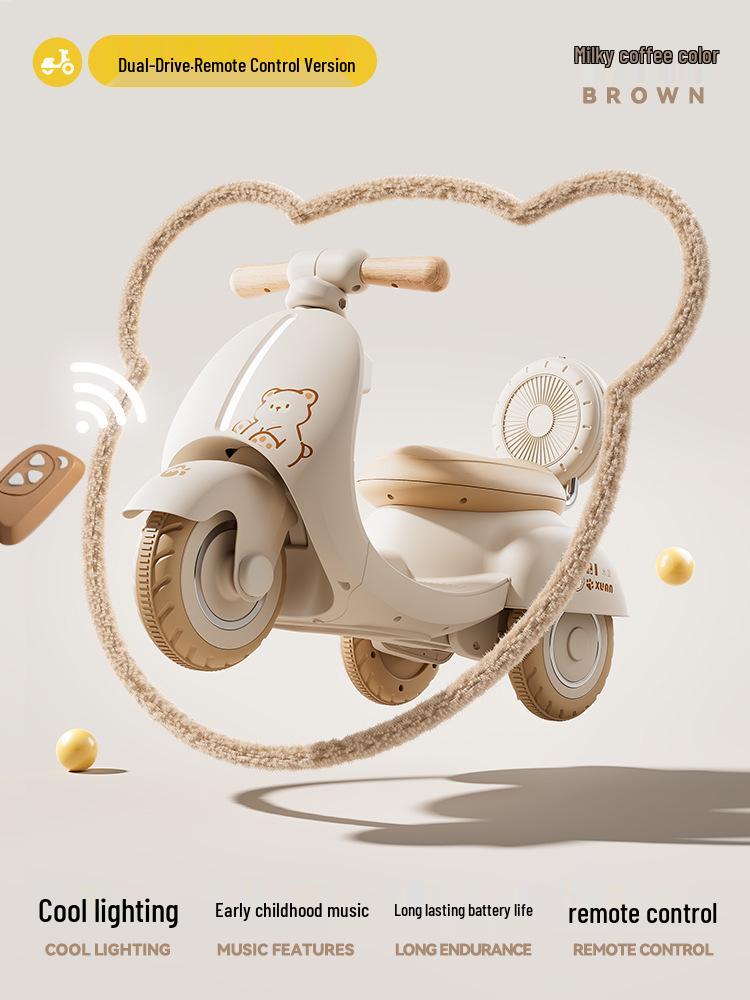 Elektrisches Dreirad-Motorrad für Kinder mit Fernbedienung und Lichtern für Jungen & Mädchen - Mulan Auto