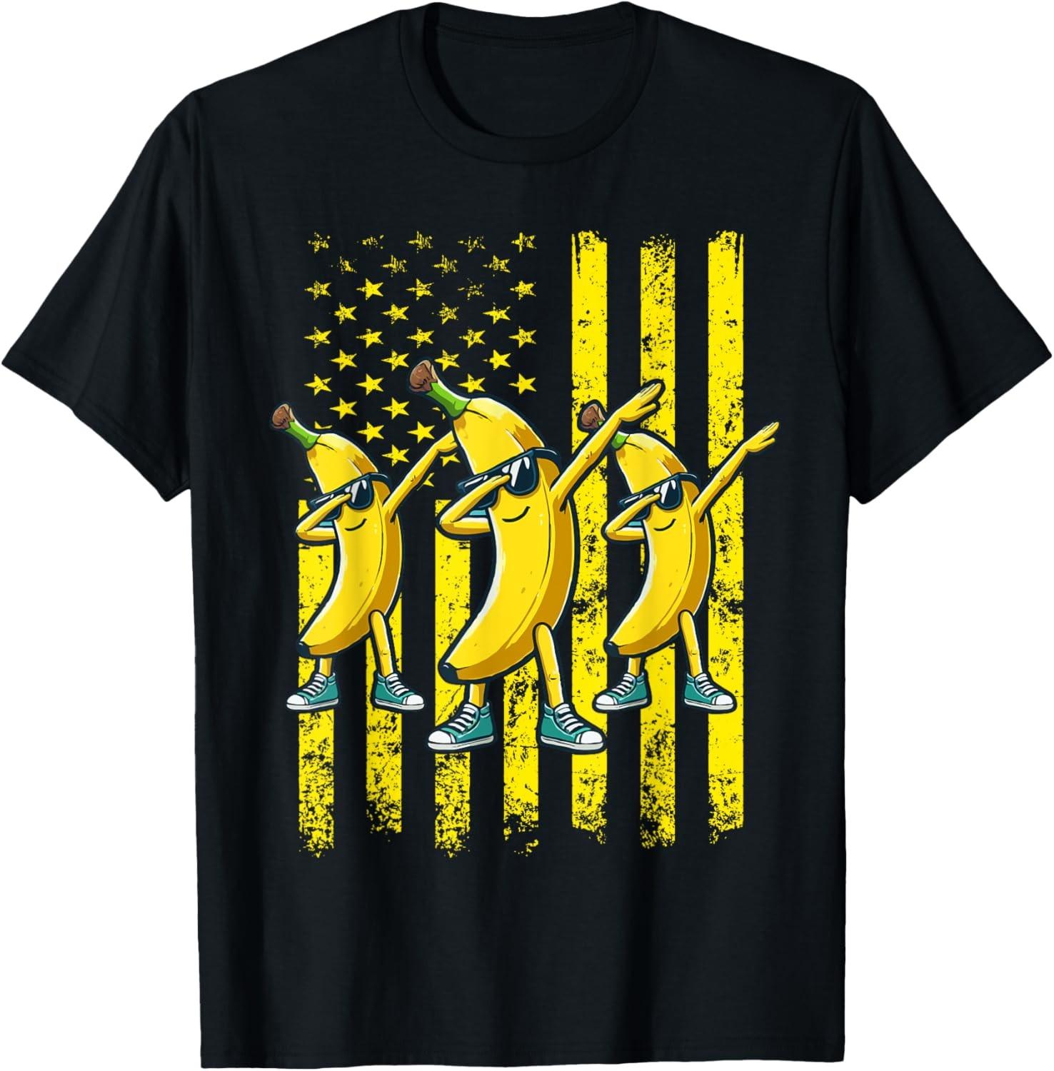 Dabbing Banana Retro American Flag Banana Lover Men Women T-Shirt S разноцветный