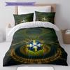 Brazil National Football Team Pattern Bedding,Quilt Set Quilt Cover Pillowcase Home Birthday Gift(1 * duvet cover + 2 * pillowcase, without core)