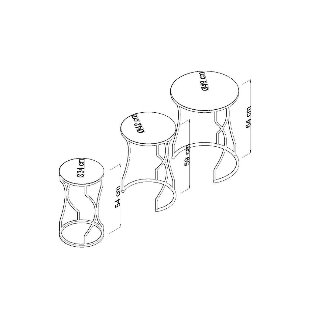 Dream Model Gold Metal Nesting Coffee Table Tempered Unbreakable Black-yellow Marble Pattern Glass