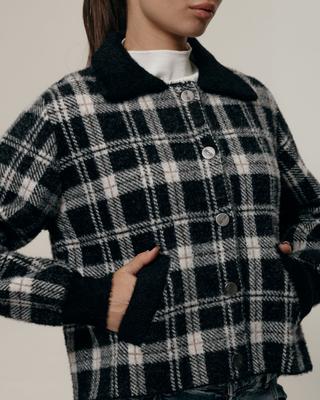 Butella 140211 Checked Button Down Blouse Black & White