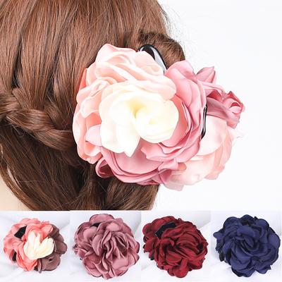 Mode Große Kamelien Stoffblume Krabbe Haarklammern Großer Plastik Zopfhalter Haarspangen Hochzeit Party Haarschmuck