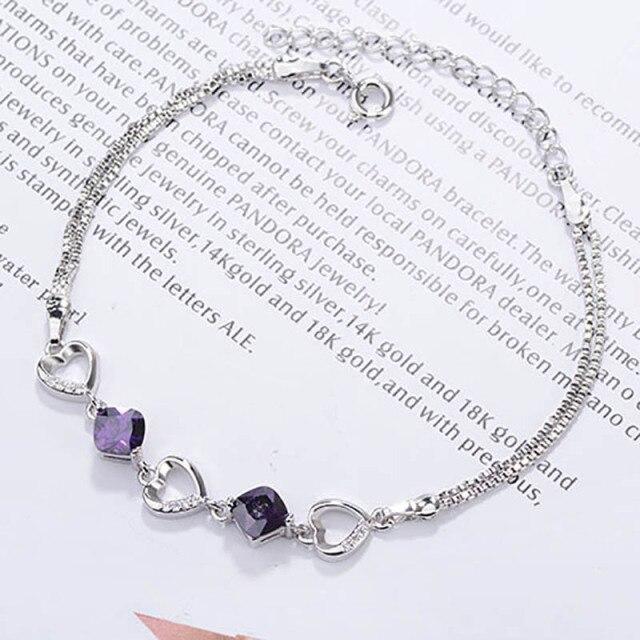 

Cellacity Geometry Аметист Серебро 925 Ювелирные Изделия Драгоценные Камни Браслет Для Женщин В Форме Сердца Модные Вечерние Женские Подарки Оптовая Продажа фиолетовый