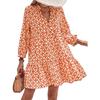 Women's Fashionable V-neck Fresh Printed Temperament Seven Inch Sleeve Dress