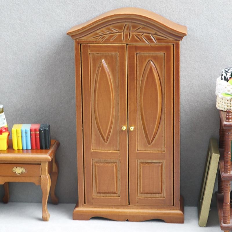 1:12 Scale Dollhouses Miniature Furniture Wood Wardrobe Dollhouses Decorations Accessories for Dollhouses Decorations
