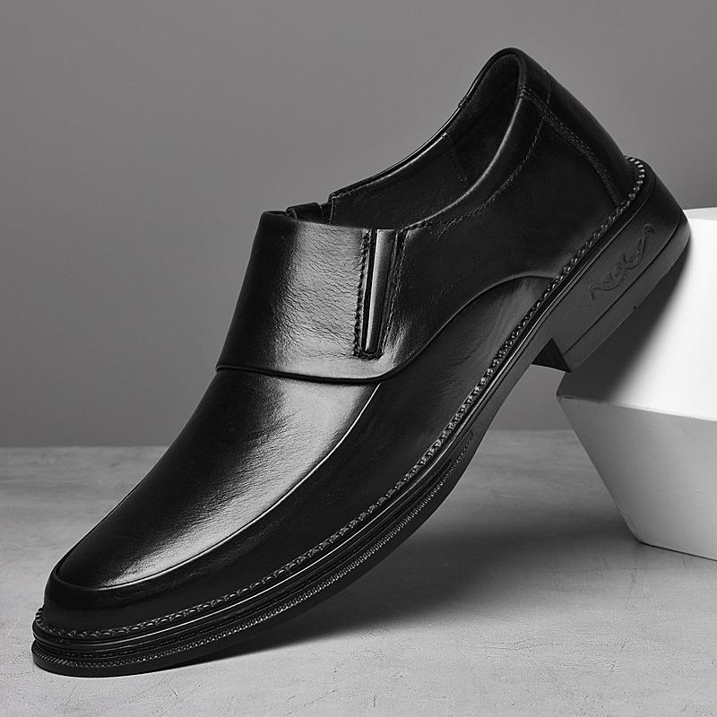 Men's shoes 2025 summer new men's gentleman's style light luxury waterproof one-pedal lightweight pointed head height increase casual leather shoes