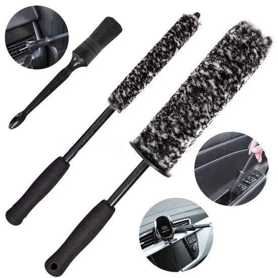 3ks/sada Kartáč na čištění ráfků auta Sada účinných čisticích kartáčů Čistič ráfků bez obsahu kovů