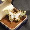 Light Luxury High-end Blue Zircon Inlaid Stone Butterfly Brooch Temperament Natural Fritillary Pearl Wings Insect Pin Female