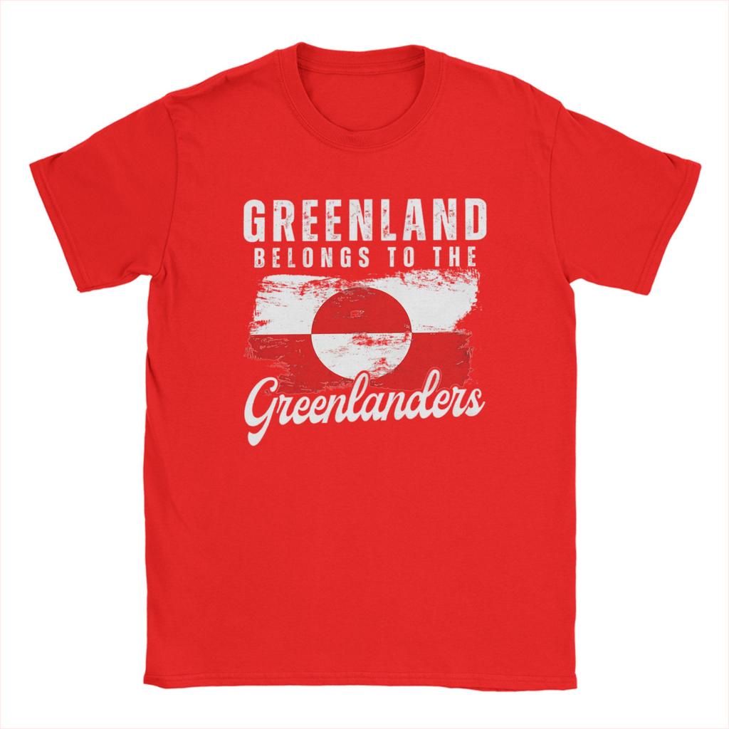 Mens Greenland Flag  T Shirt  Pure Cotton Clothes Funny Short Sleeve Crewneck Tees Original TShirt