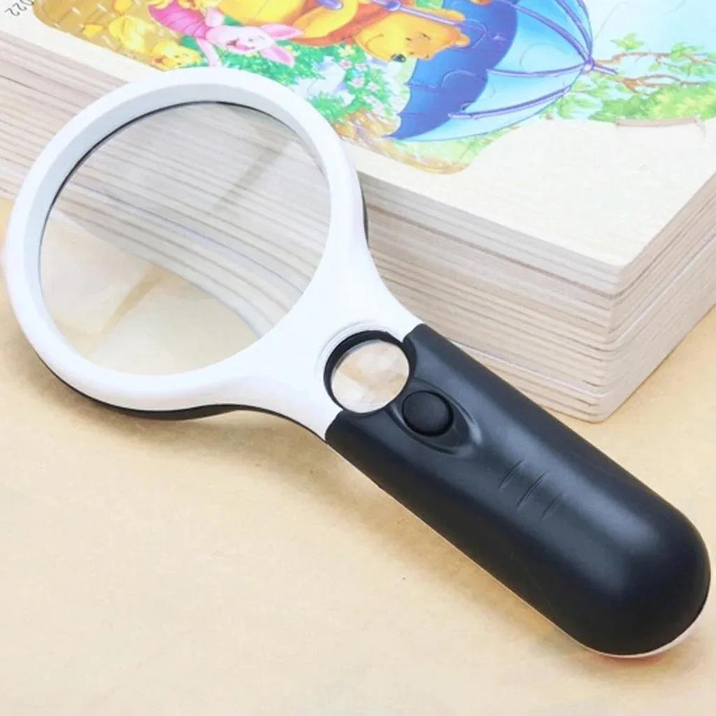 White Magnifying Glass Handheld Main Lens 3X Secondary 45X Magnifier With Led Light For Reading Magnifying Glass Jewelry Loupe