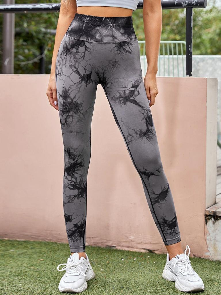 High-Waisted Tie-Dye Yoga Leggings: Quick-Dry, Seamless, Peach-Lift, Elastic Fitness Pants