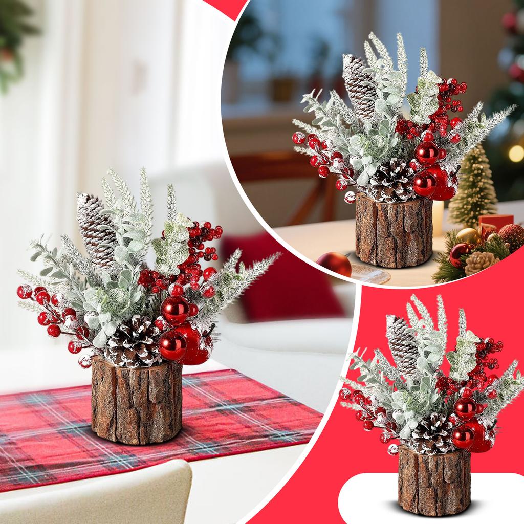 Desktop Christmas Tree, Christmas Decoration, Home Decor, Artificial PE Bark Barrel Tree