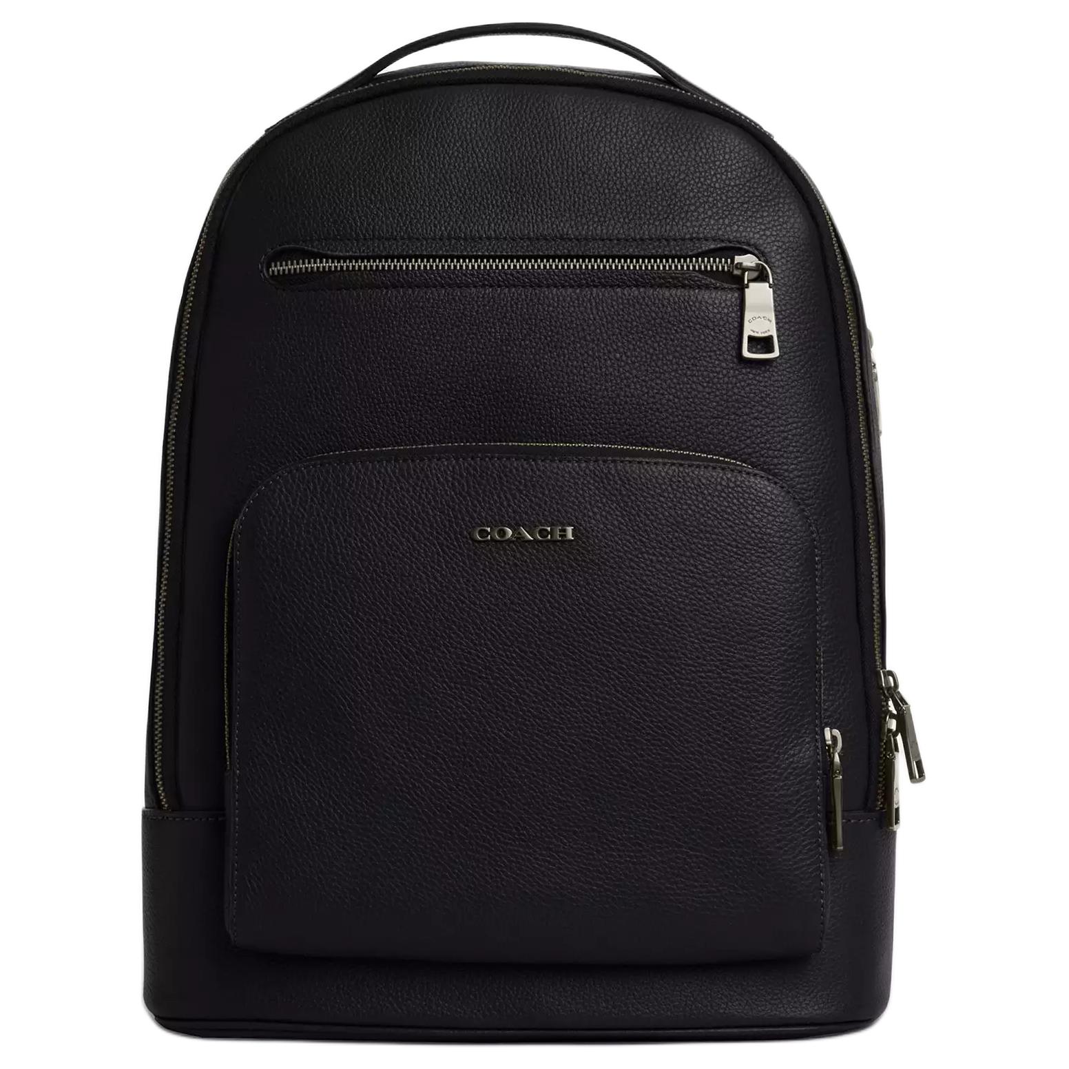 

Coach Ethan 32 Letter Logo Leather Backpack Large Men backpack Black CZ391-QBBK Basic Set (Bag+Dust Bag)