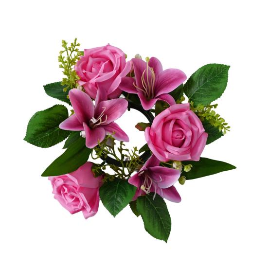 Искусственный цветочный венок для входной двери, реалистичный большой венок из роз и лилий с листьями для Весны, Дня Святого Валентина, Дня матери, Свадьбы, Декора дома Q