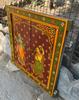 Retro Antique Wooden Window Panel Hand Painted Indian Religious Radha Krishna Frame