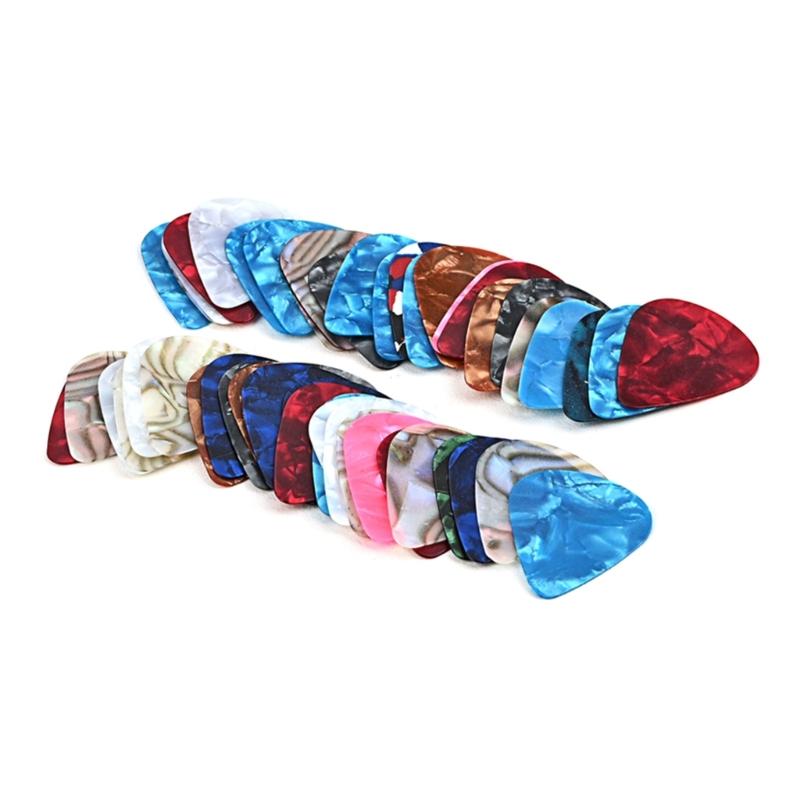

50 Pcs/Set Colorful Celluloid Guitar Picks 0.46mm Guitar Picks for Ukulele Bass 1