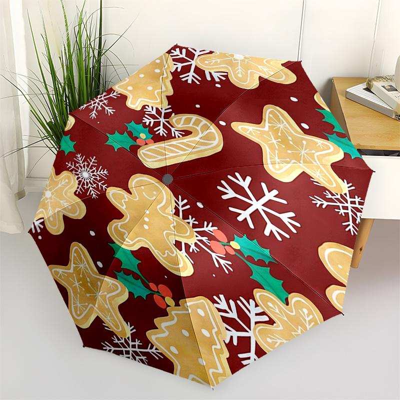 

Gingerbread Man Themed Travel Umbrella-8 Ribs Automatic Opening and Closing, Portable Folding Design, Compact and Stylish Umbrella Suitable