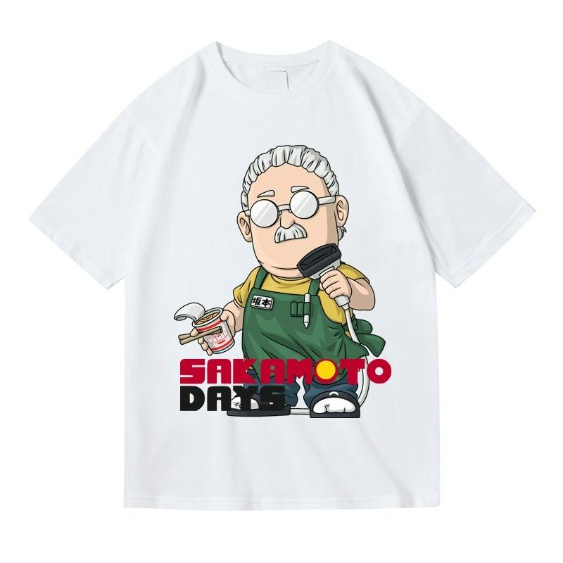 New Japanese Sakamoto Taro Anime Second Dimensional Peripheral Printing Cotton Short Half-Sleeve T-Shirt Men's and Women's