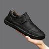 Fashion Men's Leather Casual Shoes Lace Up Handmade Sewing Slackers' Soft Soles Surface Bean Outdoor Camping Boots Walking Sneakers