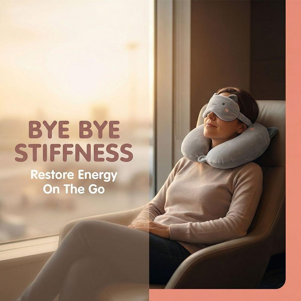 Support Travel Neck Cushion Portable Eye Mask Cute Neck Support Pillow  Office Nap