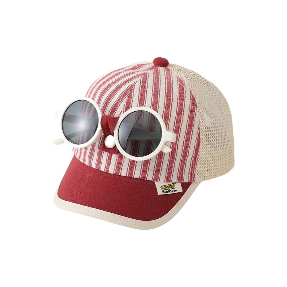 Summer Mesh Breathable Mesh Duckbill Cap Detachable Sunglasses Thin Breathable Sun Hat Snapback UV Protection Sun Hat Toddler красный