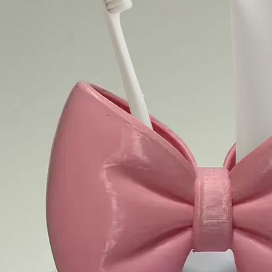 Bow Toothbrush Holder 3D Printed Pink White Bowknot Toothbrush Toothpaste Organizer Bathroom Decoration Multi-functional Desktop Storage Box