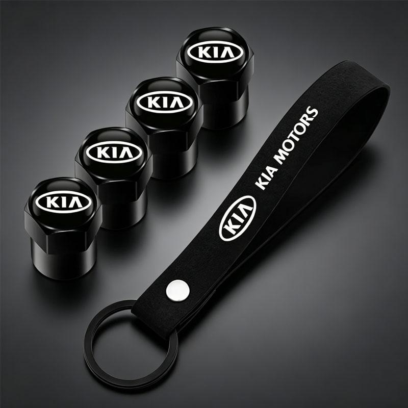 MTDY7 Car Key Ring Suede Rope Keychain Metal Wheel Tire Valve Caps For KIA Rio Ceed Sportage Cerato Soul Sorento Car Stickers