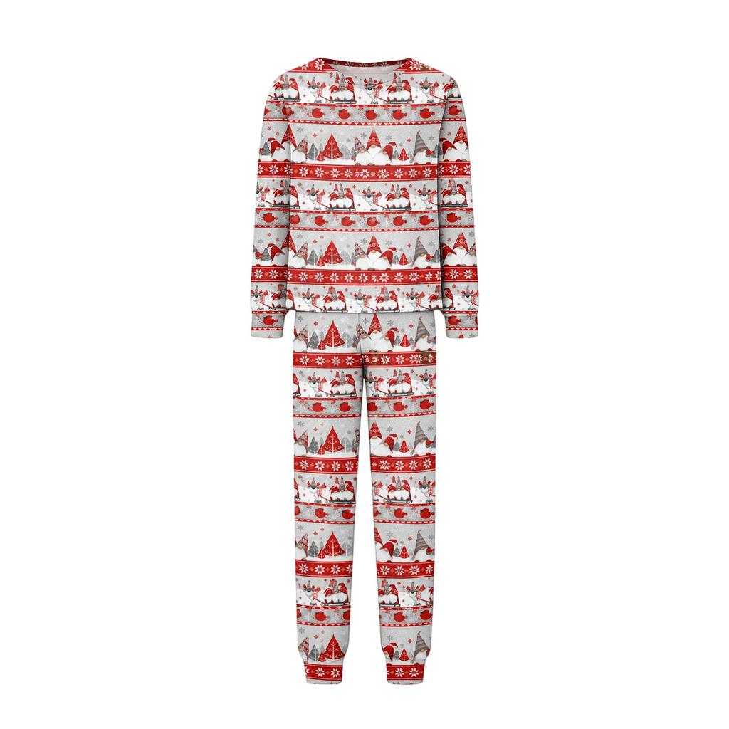 Parent-Child Christmas Print Pajama Set, Comfortable Long Sleeve Top and Pants Loungewear for Family
