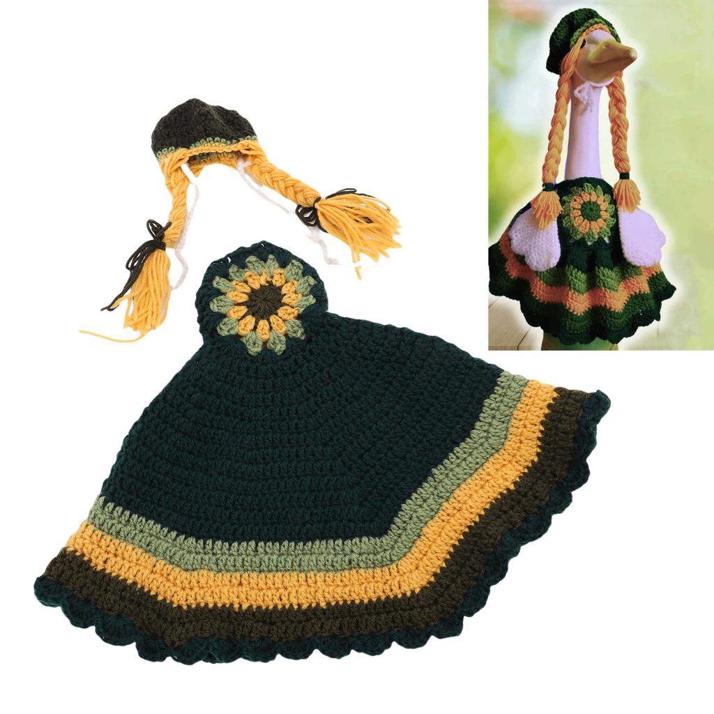 Fall Porch Goose Outfits Hand Woven Goose Costume For Outdoor Lawn Garden Courtyard Yellow Green