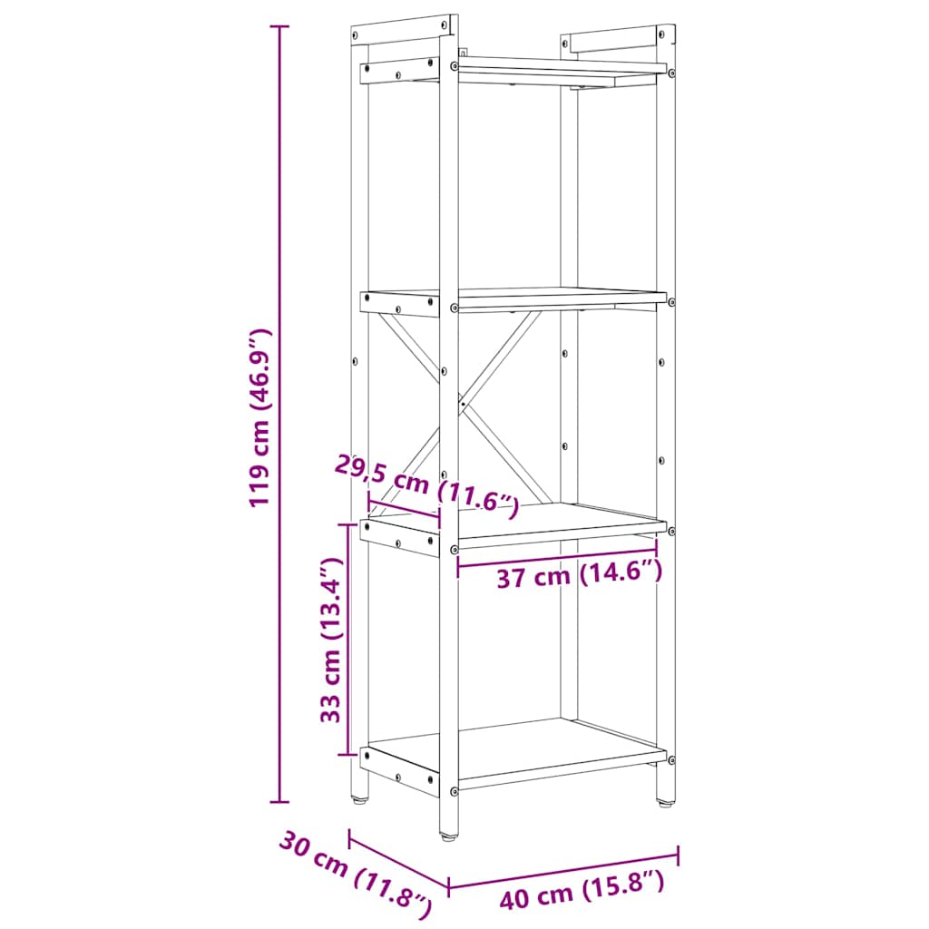 Bookshelf Sonoma Oak 40 x 30 x 119 cm Particleboard