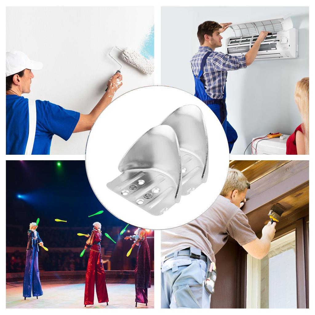 2 Pack Adjustable Metal Drywall Stilt Heel Bracket Replacement Kits for Safe High Wall Painting and Construction Work