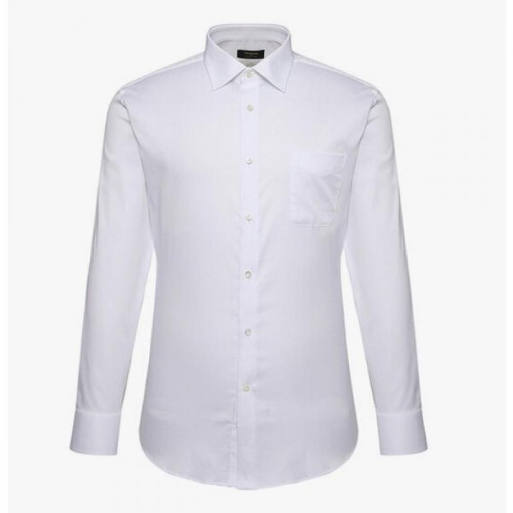 Renoma  Regular Fit  Albini 100 S Satin Stretch Solid White Long Sleeve Shirt  rlfSm1401 Wh 100