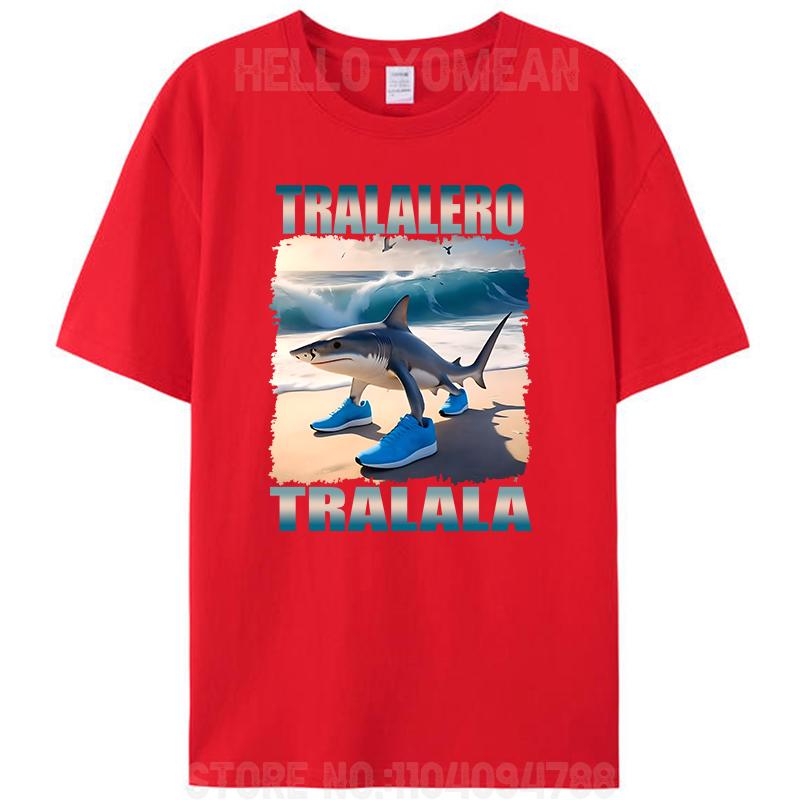 Tralalero Tralala Maglietta Bootleg Italian Brain Rot Funny Meme T-Shirt Graphic Vintage 100% Cotton Summer Unisex Y2k Tee Tops