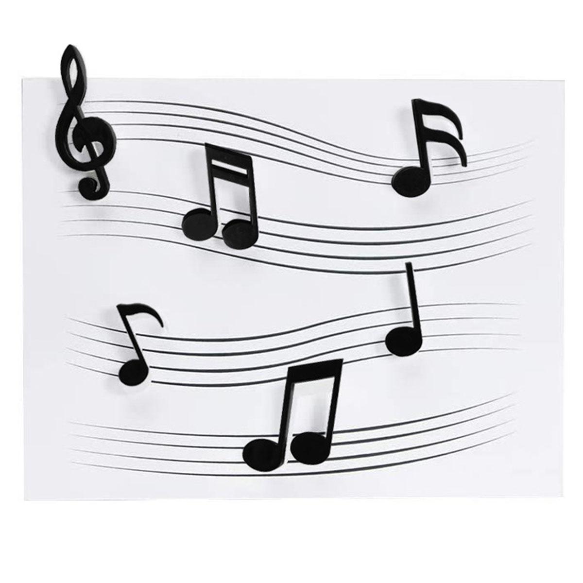 

6 ШТ./Набір Магніти на Холодильник Креативні Музичні Ноти Магніт Наклейка для Повідомлень на Холодильник Декор для Дому чорний