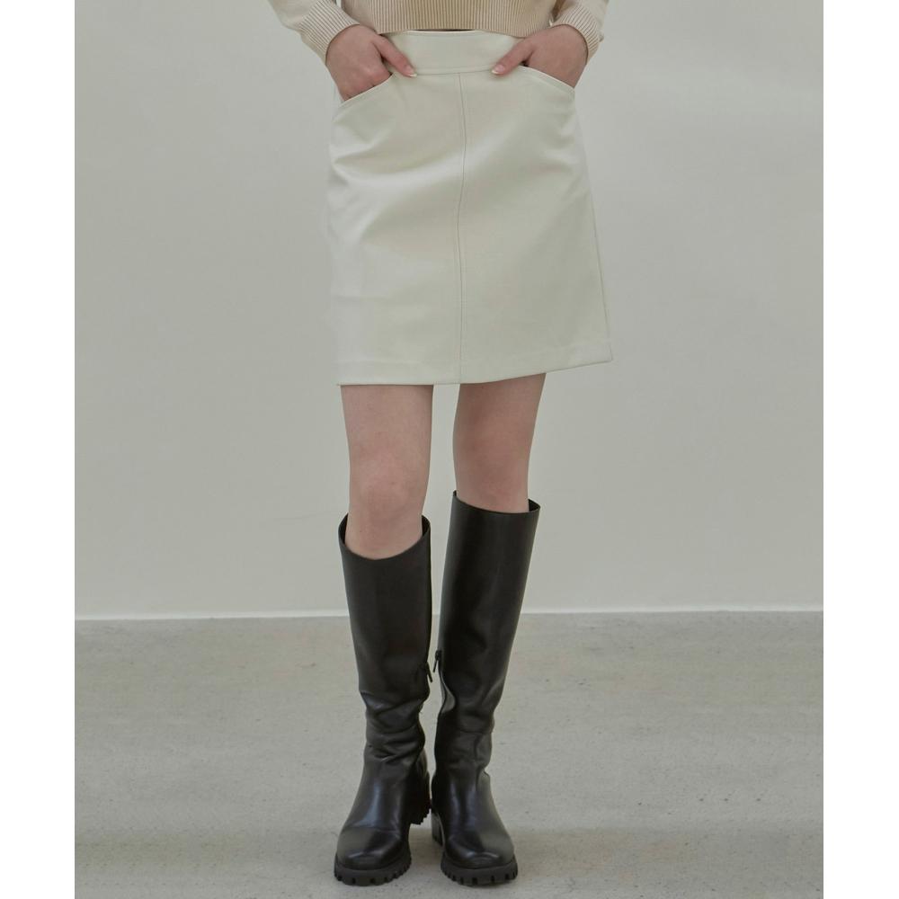 

NICKNICOLE LEATHER MINI SKIRTIVORY