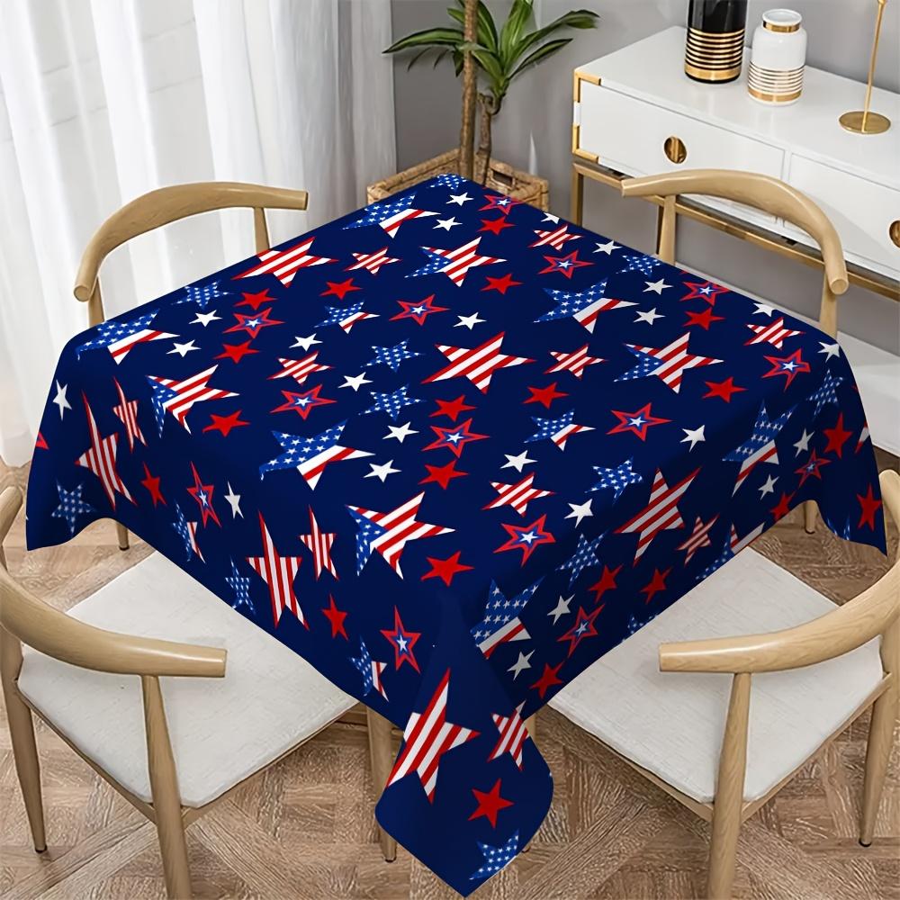 4th of July Patriotic American Flag Star Print Tablecloth for Table Decor Navy Blue Red Stars Table Cloth Independence Day Decor