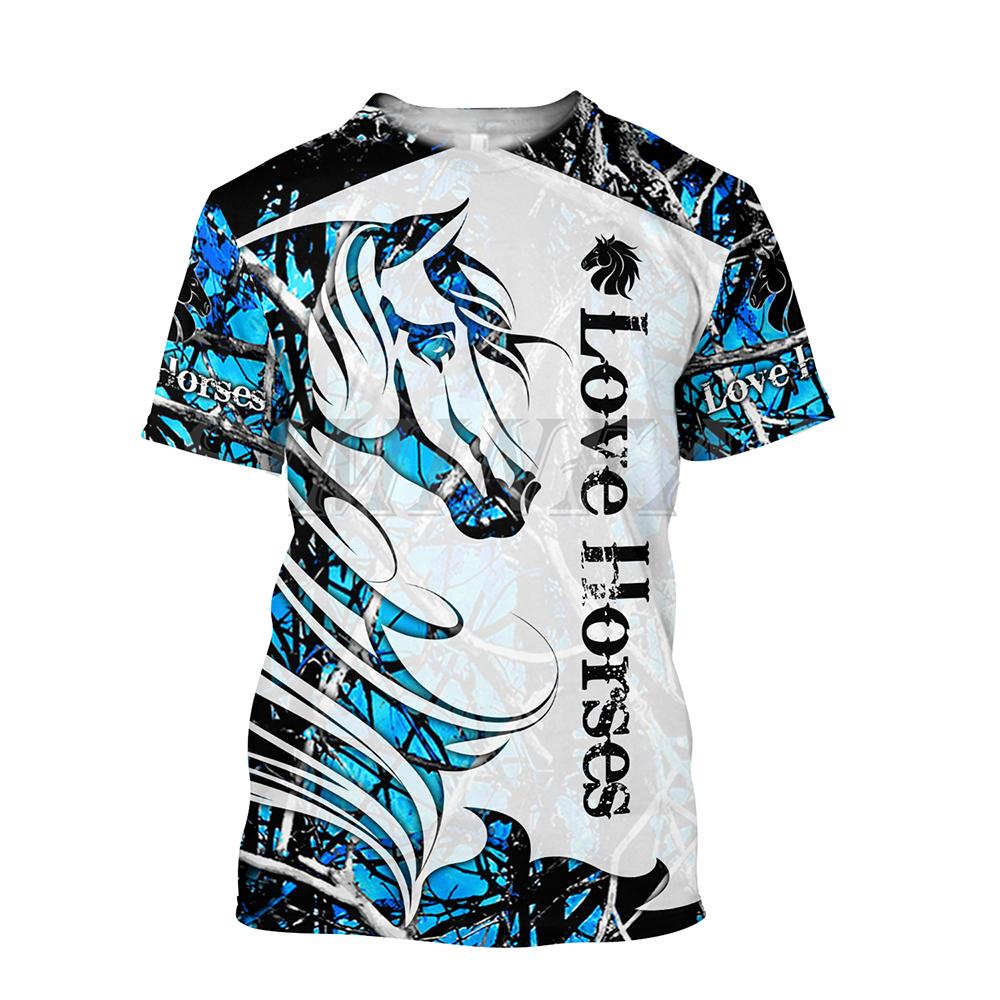 3D-utskrift Hästskjorta Unisex mode T-tröja för kvinnor Stor lös T-shirt med o-halsad T-shirt med kort ärm Fritidskläder Hästkläder