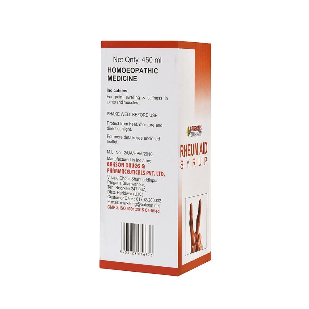 Dr. Bakshi's Bakson's Homoeopathy Rheum Aid Syrup Musculoskeletal Comfort Daily Wellness Tonic 450 Ml Support Formula