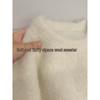 CHAO-Recommended: Creamy White Soft Alpaca Wool Pullover Sweater for Women, Round Neck, Plush Feel